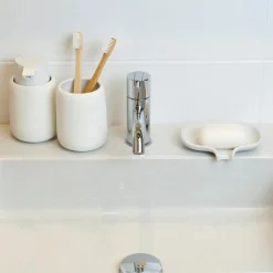 Flow såpeskål m/avrenning 14x11 cm betong hvit