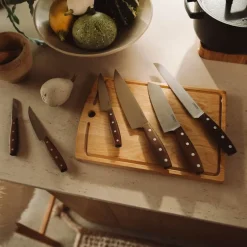 Folken grønnsakskniv 7 cm tre/stål