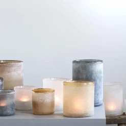 Frost lyslykt 9x9 cm amber