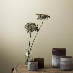 Frost lyslykt 9x9 cm brown