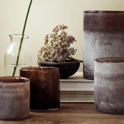 Frost lyslykt 12x12 cm brown