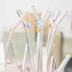 Fun sugerør 20 cm 4 stk sommerfugl