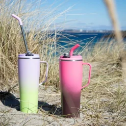 Fusion termokopp med sugerør 1,2 L rosa