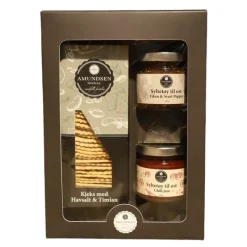 Gaveeske med kjeks, chili jam og fiken syltetøy