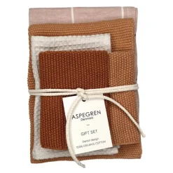 Gavesett med 1 kjøkkenhåndkle & 3 oppvaskkluter croissant