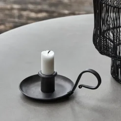 Grab lysestake 15 cm svart