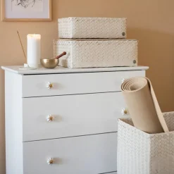 Grand superb skittentøyskurv m/lokk 44x31x60 cm champagne