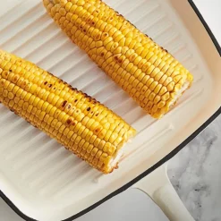 Grillpanne av støpejern 23 cm krem