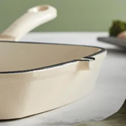 Grillpanne av støpejern 23 cm krem