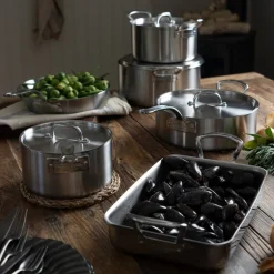 Gryte med lokk 3L rustfritt stål