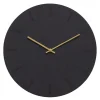 Gunpowder veggklokke 38 cm mørk grå m/gull viser