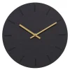 Gunpowder veggklokke 28 cm mørk grå m/gull viser