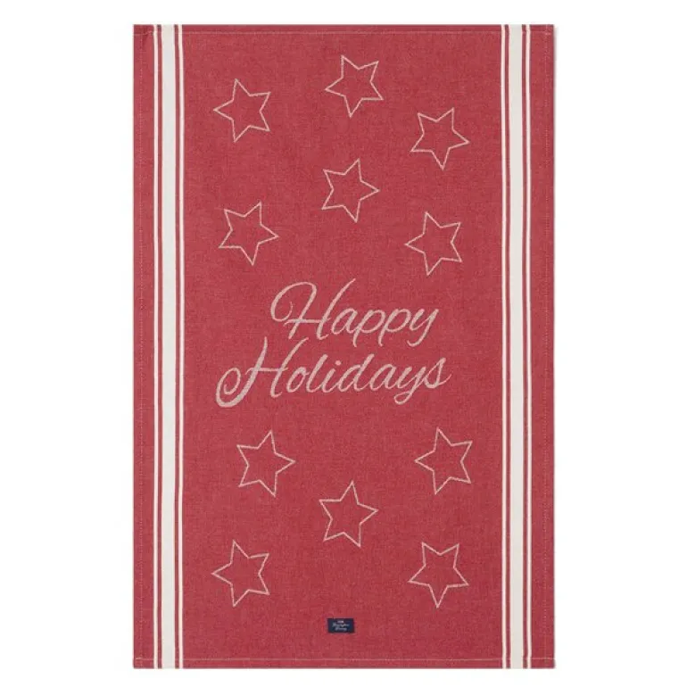 Happy Holidays jacquard kjøkkenhåndkle 50x70 cm rød