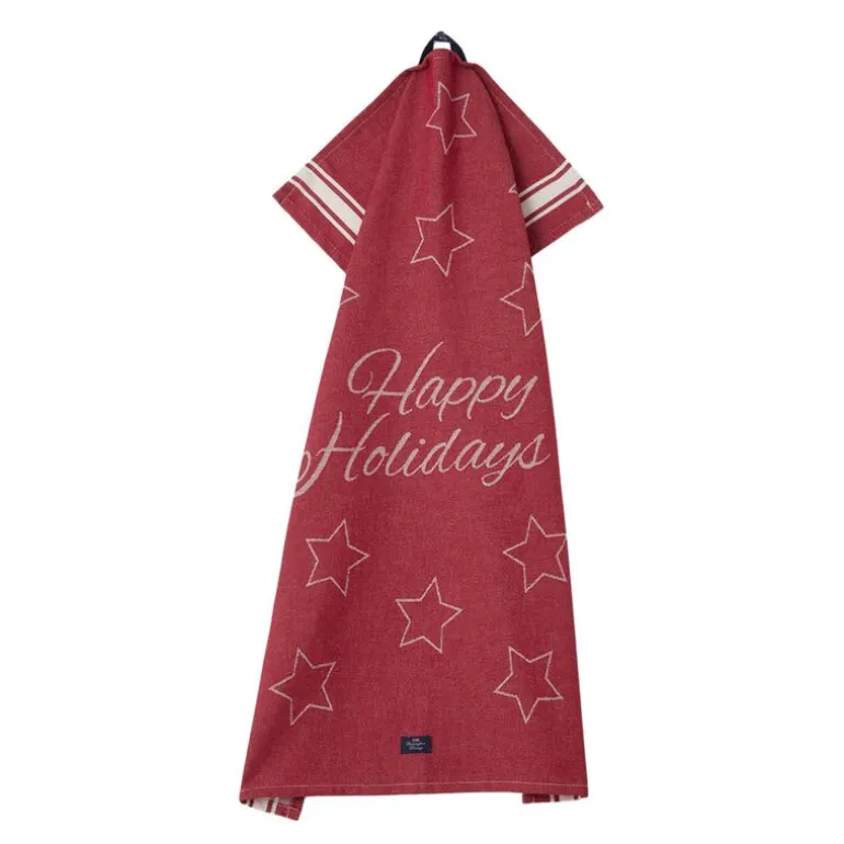 Happy Holidays jacquard kjøkkenhåndkle 50x70 cm rød