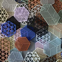 Hexagon bordskåner 16 cm indigo