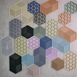 Hexagon bordskåner 3 stk 24 cm lupine/warm sand/light terracotta