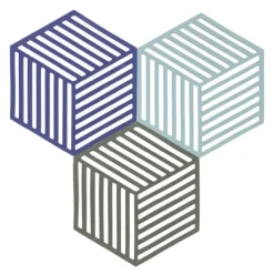 Hexagon bordskåner 3 stk 16 cm indigo/fog/olive taupe