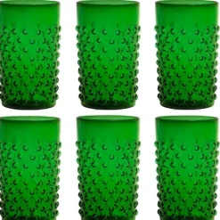 Hobnail glass 20 cl 6 stk dark green
