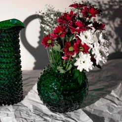 Hobnail vase 18 cm dark green