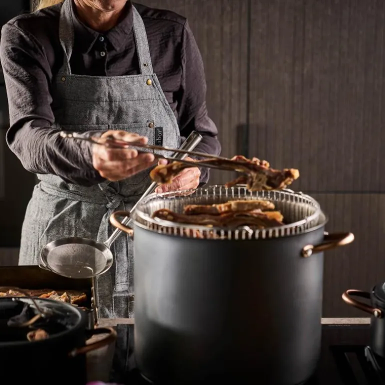 Home forkle fiskebeinsmønster grå