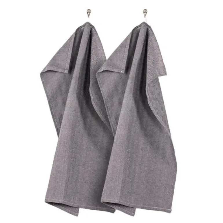 Home kjøkkenhåndkle 2 stk grå/hvit