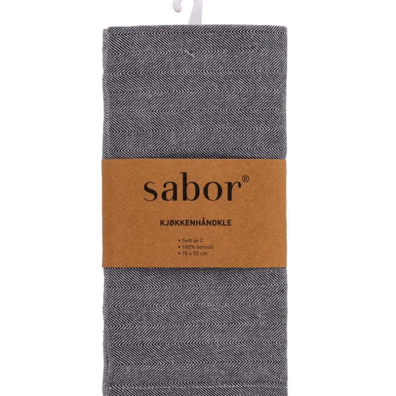 Home kjøkkenhåndkle 2 stk grå/hvit
