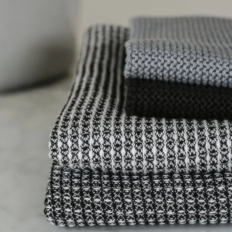 Home kjøkkenhåndkle 70x50 cm 2 stk svart/hvit