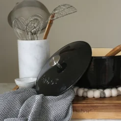 Home kjøkkenhåndkle 70x50 cm 2 stk svart/hvit