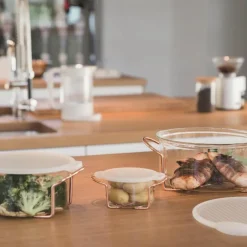 Hot pot glasskål m/stativ og silikonlokk 1L kobber