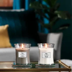 Hourglass duftlys medium white teak