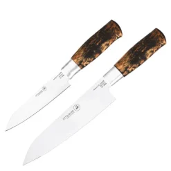 Hunter Premium Chef knivsett 2 deler masurbjørk