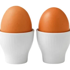 Hvit Riflet eggeglass 2 stk