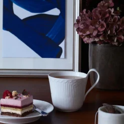 Hvit Riflet Halvblonde høyhankskopp 33 cl