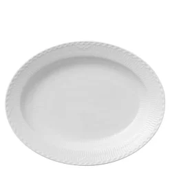 Hvit Riflet Halvblonde ovalt fat 36,5 cm