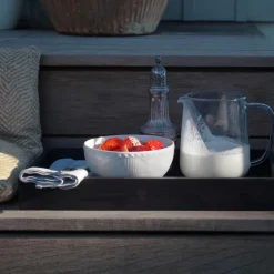 Hvit Riflet Halvblonde skål 15 cm