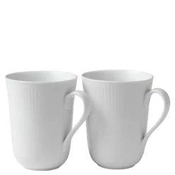 Hvit Riflet krus 36 cl 2 stk