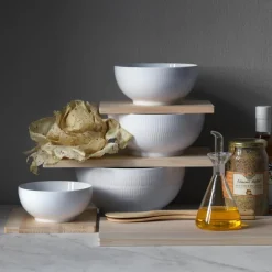 Hvit Riflet skål 15 cm