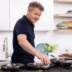 Hybrid stekepanne + wok sett 7 deler sølv/svart