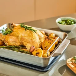 Ildfast form medium 38x25 cm med skjærefjøl stål/eik