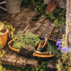 Innhøstingskurv 61x38,8x13,7 cm svart/oransje