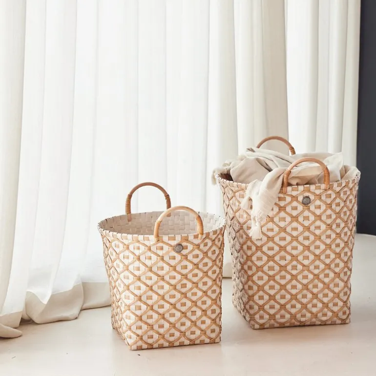 Ivy & Rose stor kurv m/håndtak 35x35 cm champagne