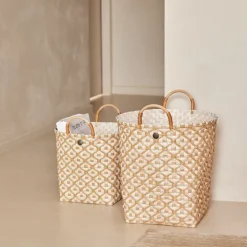 Ivy & Rose stor kurv m/håndtak 35x35 cm champagne