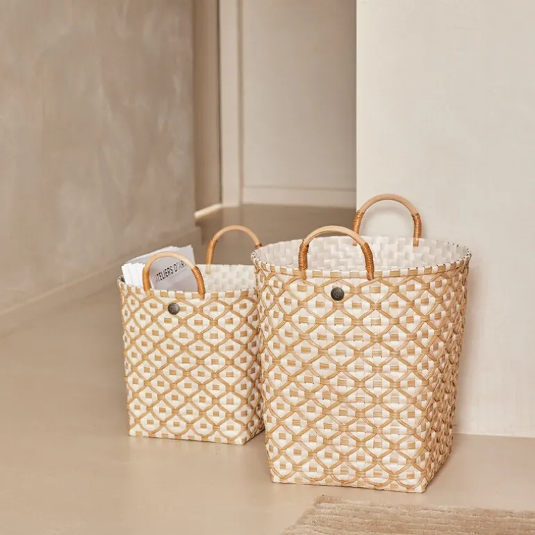 Ivy & Rose stor kurv m/håndtak 35x35 cm champagne