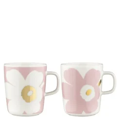 Juhla Unikko krus 25 cl 2 stk hvit/rosa/gull