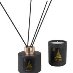 Jul gavesett duftlys & duftpinner eple og kanel svart