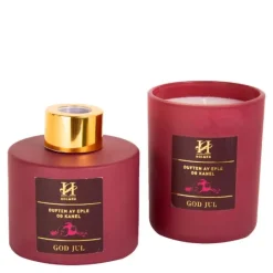 Jul gavesett duftlys & duftpinner eple og kanel rød