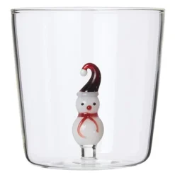 Jul vannglass med figur 35 cl snømann med rød skjerf