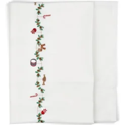 Juleduk med broderte motiver 340x140 cm