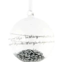 Julekule Se ilden lyse stor 12 cm sølv