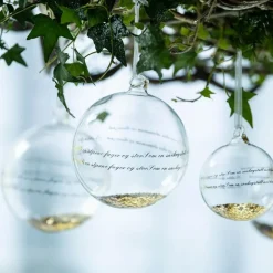 Julekule Se ilden lyse stor 12 cm gull